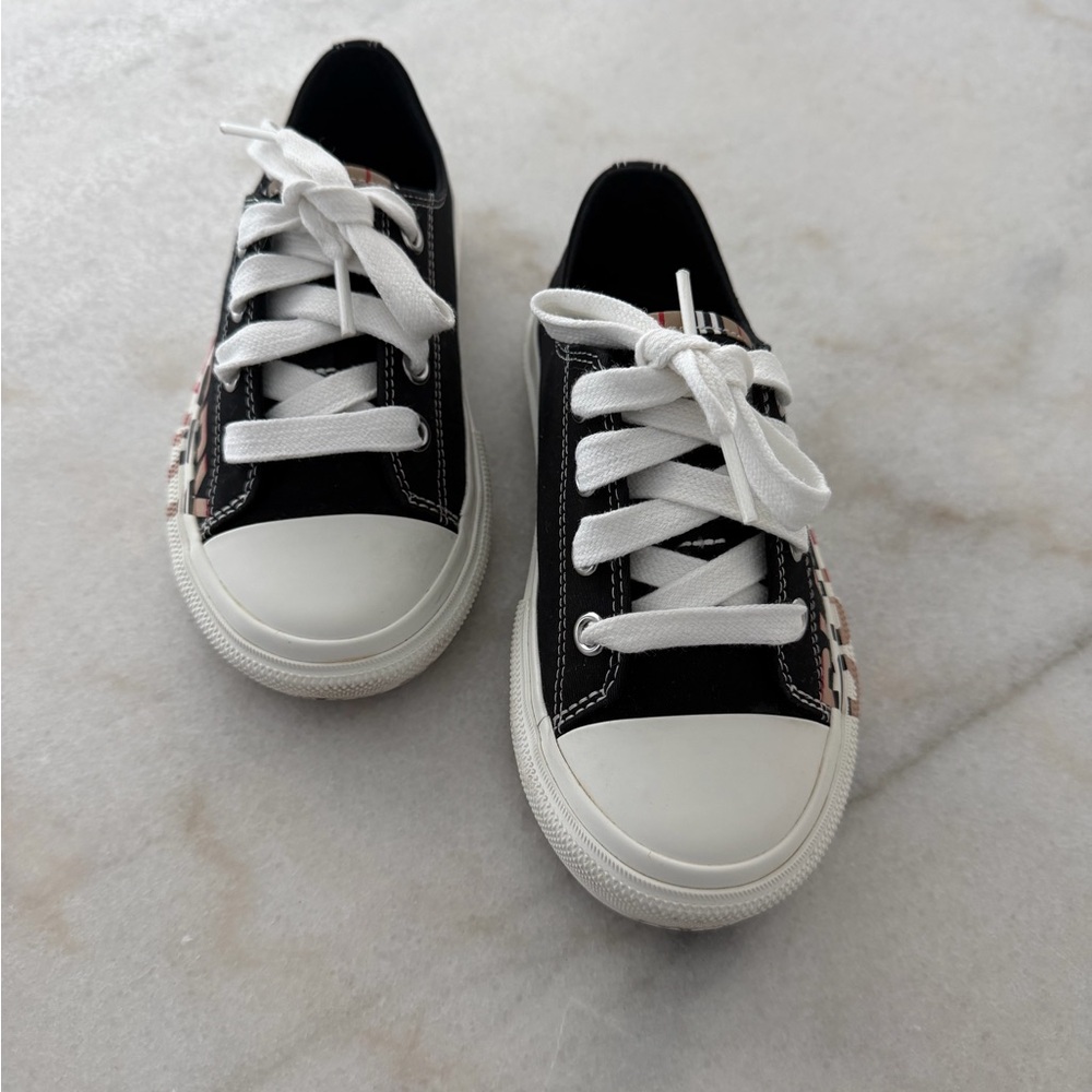 Burberry Kids Black and White Plaid Sneakers